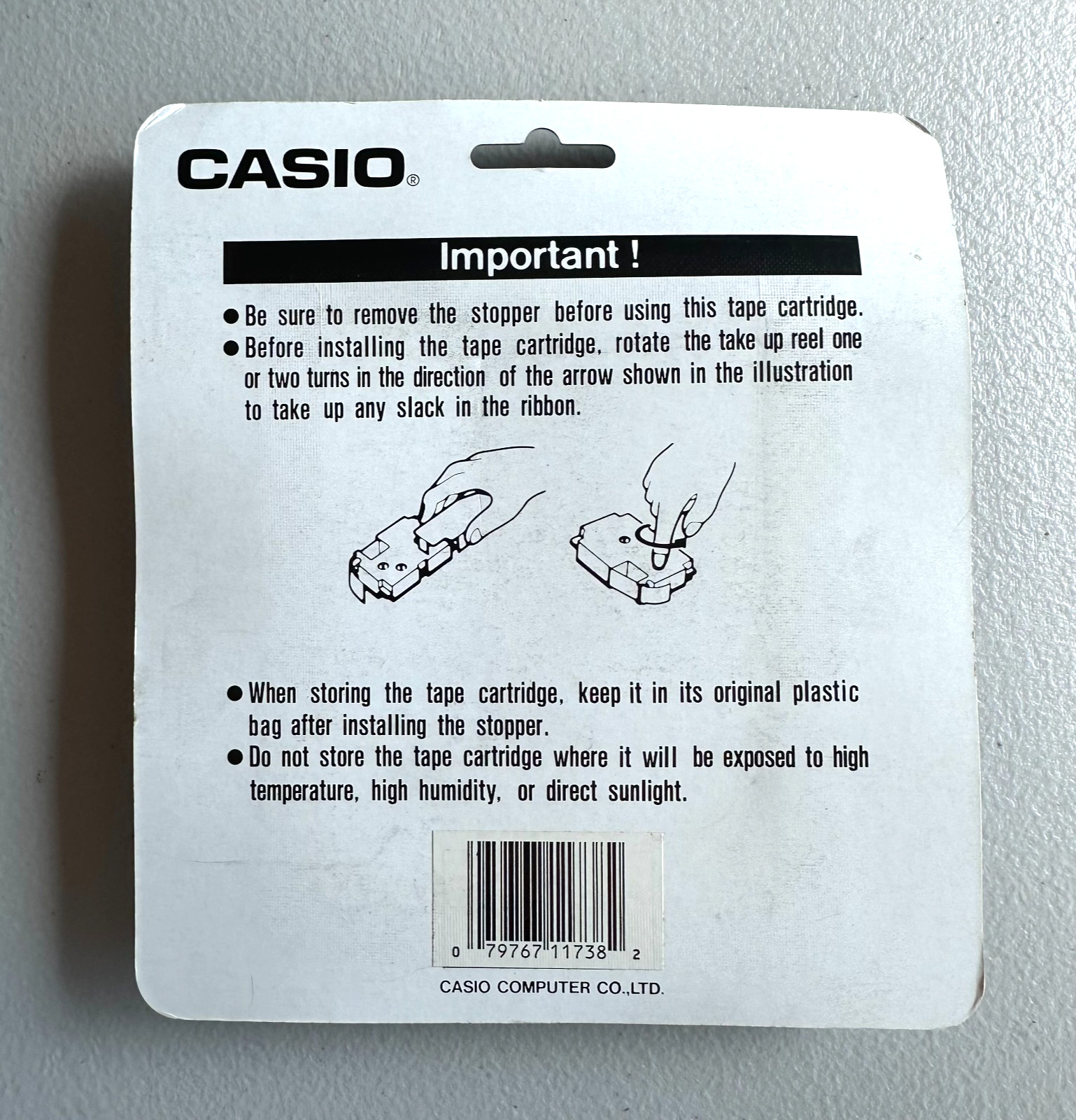 Casio EZ Label Tape Cartridge 9mm Black on White Label Maker Tape Genuine NEW