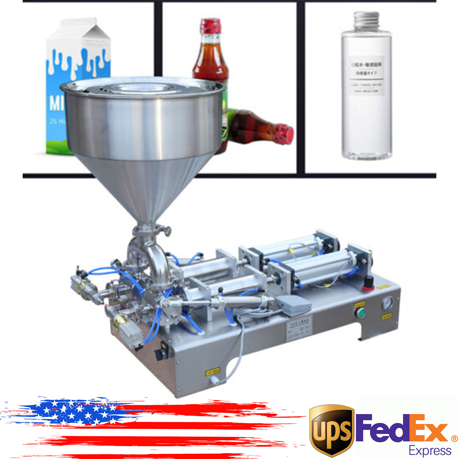 Double Head Pneumatic Paste & Liquid Filling Machine 50-500ml 110V