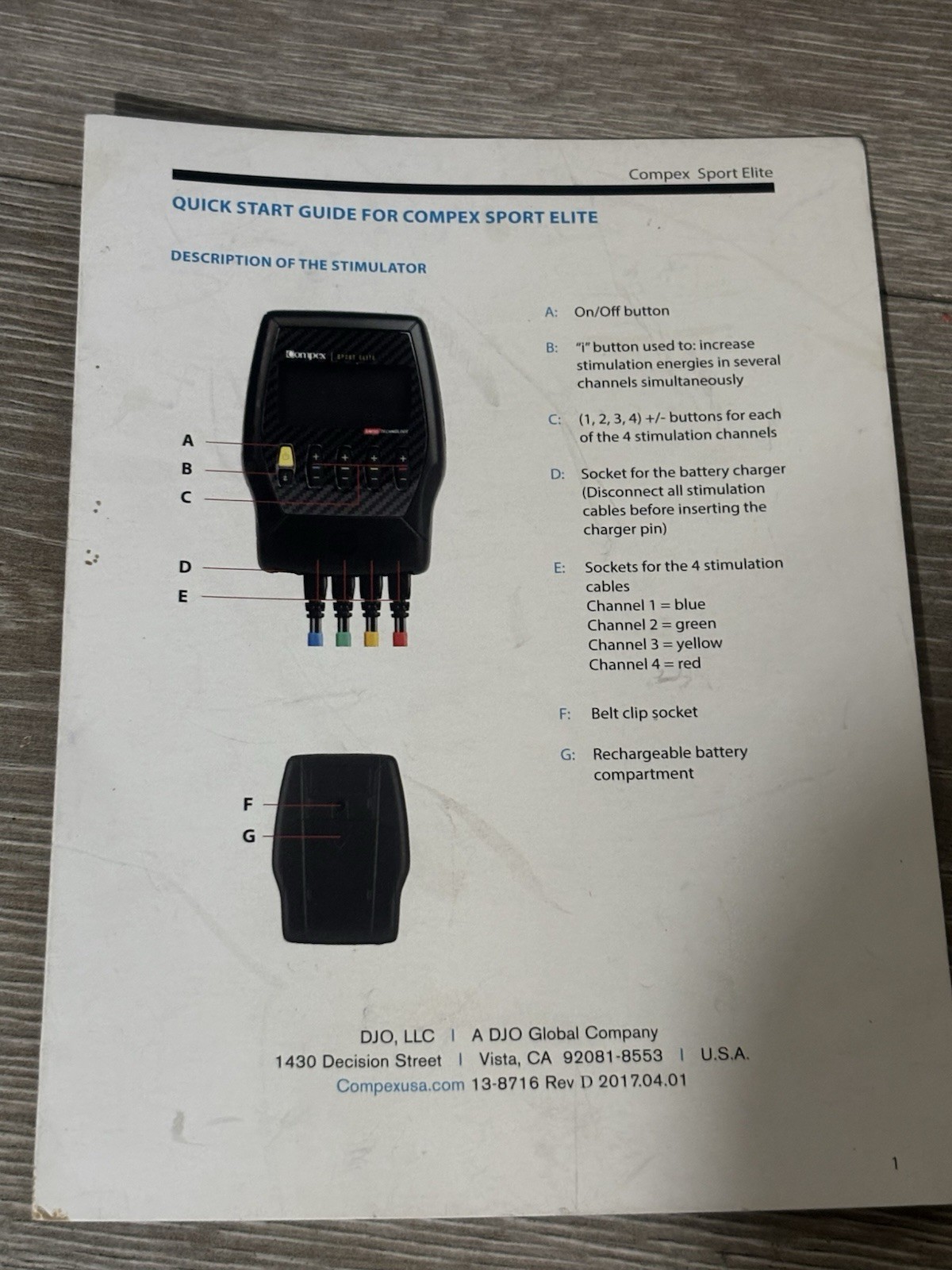Compex Sport Elite EMS Unit (It won’t turn on) AS-IS PARTS OR REPAIR, READ BELOW