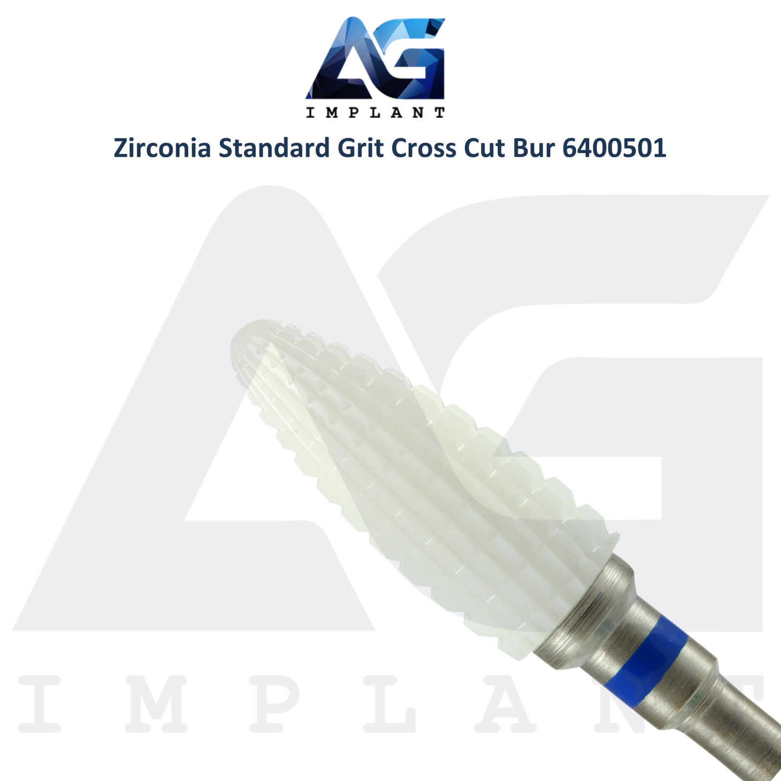 Dental Wilson Cross Cut Bullet Standard White Zirconia Bur Ø6.0×14.5mm 6400501