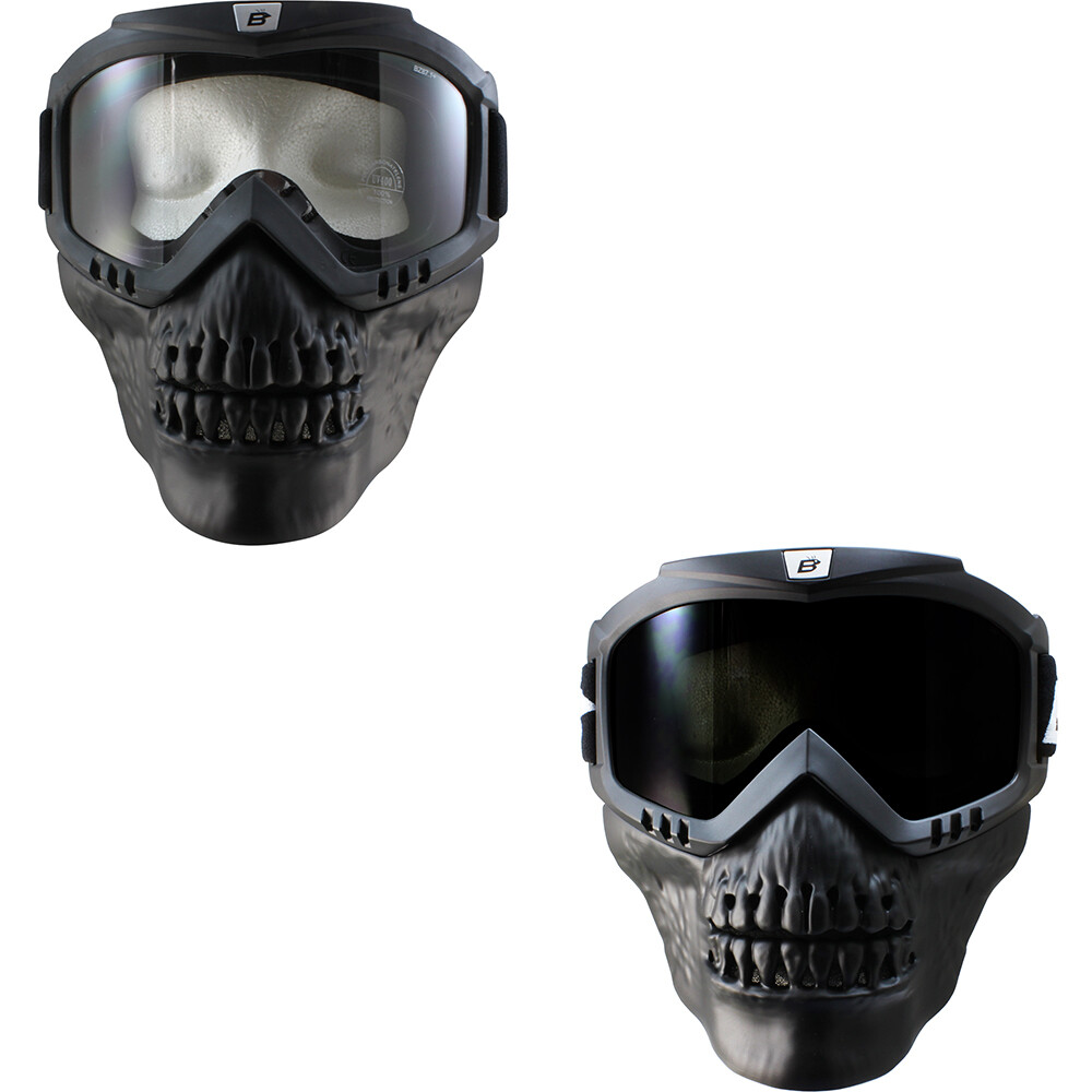 2 Birdz Eyewear Skullbird Detachable Skull Masks with Goggles Clear + Smoke Lens