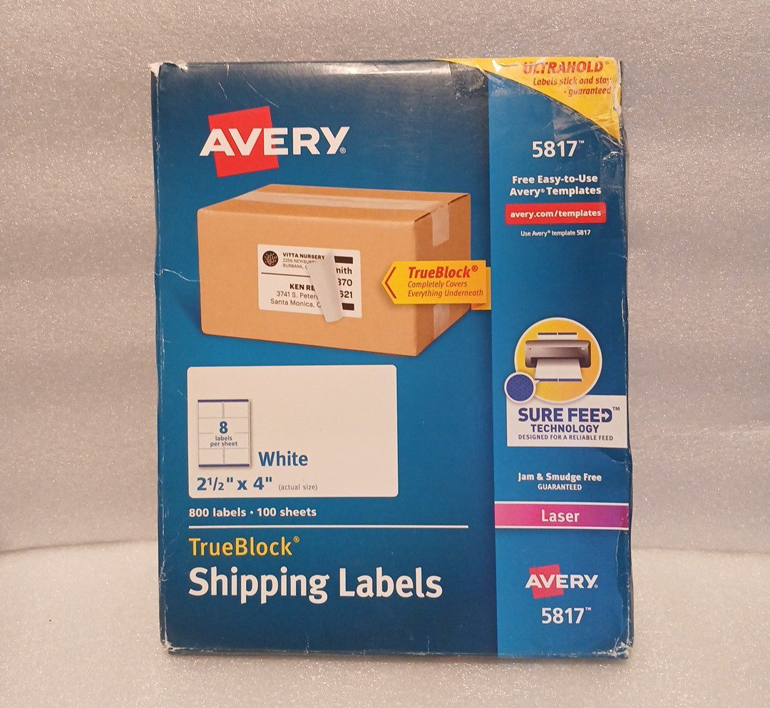 Avery Printable Shipping Labels 2.5″ x 4″ – 592 Labels (74 Sheets) – 5817 [G1]