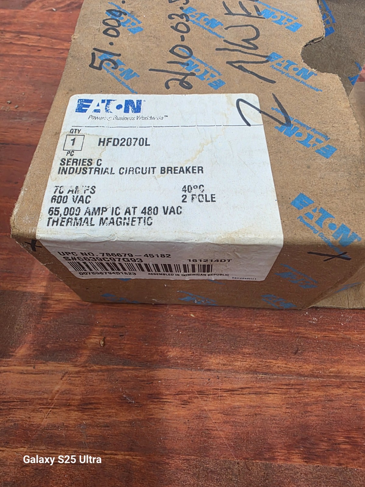 EATON HFD2070L 70 Amps 2 POLE 250VDC- 600VAC