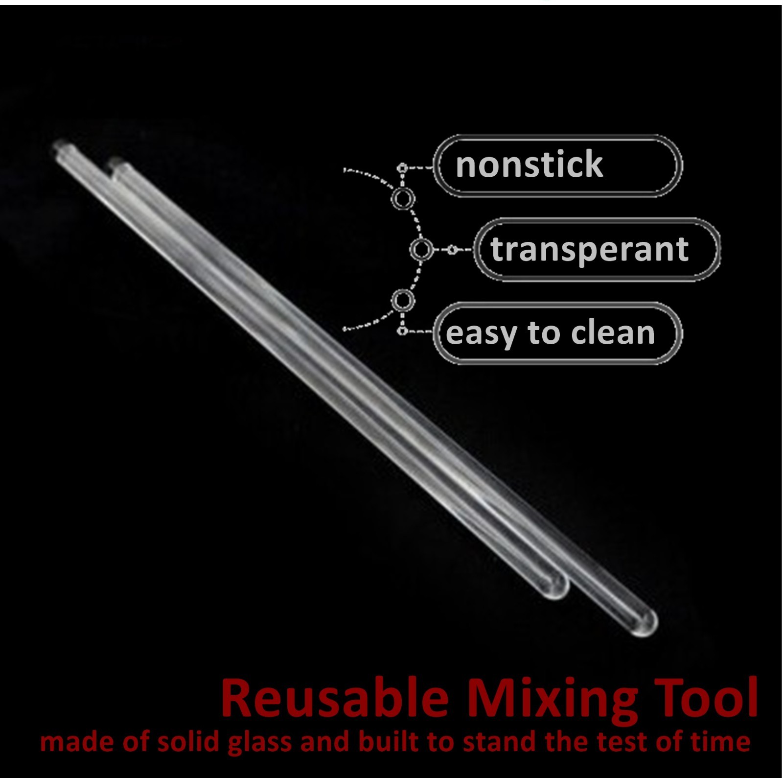 12 Pack Glass Stirring Rods 8″ Length for Science Education, Lab and Kitchen Use
