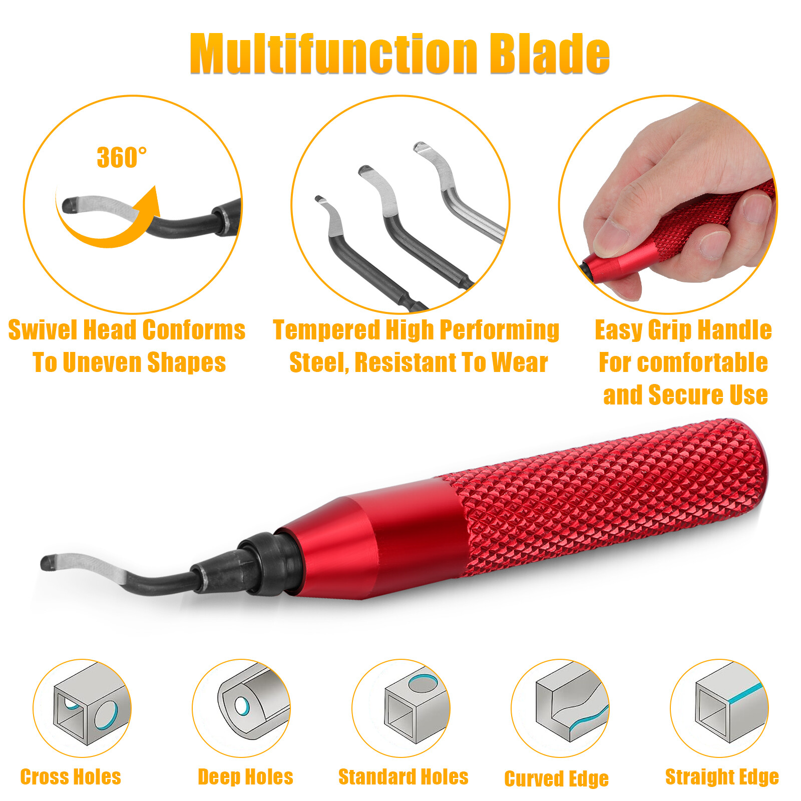 Deburring Tool w/ 15 High Speed Steel Burr Removal Blades Pointed Cutter Pen Kit