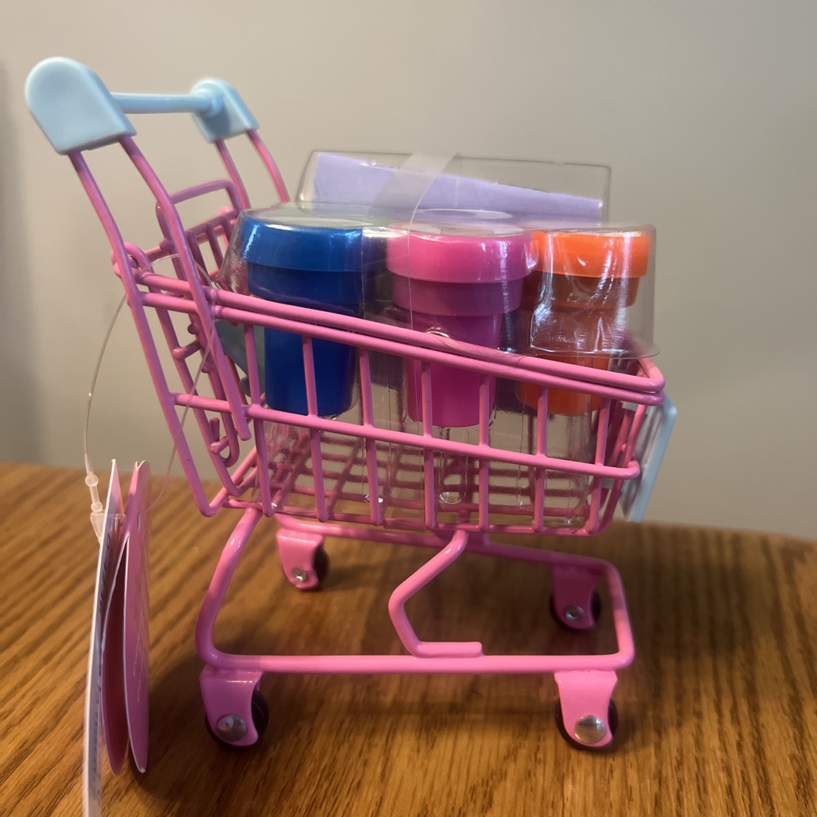 New Mini pink Shopping Cart for Desk Top Teacher Office 4.72” Stamps mini book