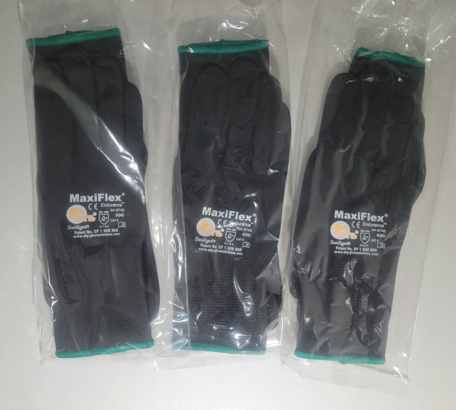 MAXIFLEX ENDURANCE NITRILE COATED NYLON LYCRA WORK GLOVES, BLACK, 3 PAIR MEDIUM