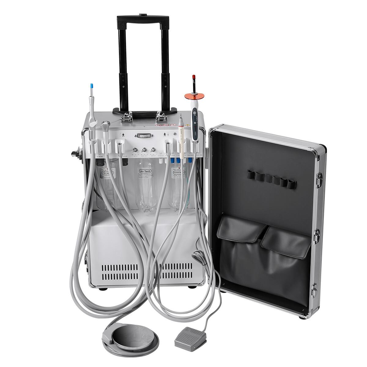 Portable Dental Delivery Unit Air Compressor Strong Suction/Handpiece Kit 4 Hole