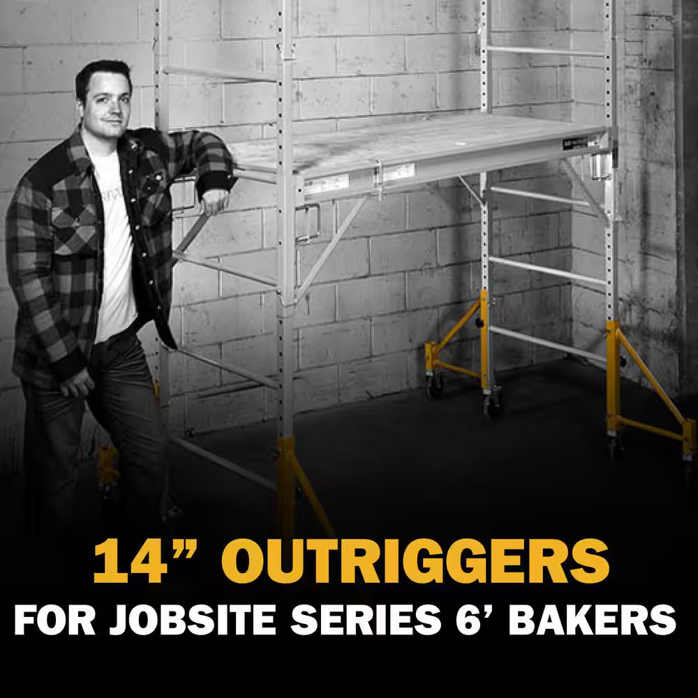 14 In. Scaffold Outriggers with 5 In. Heavy Duty Caster Wheels, Compatible with