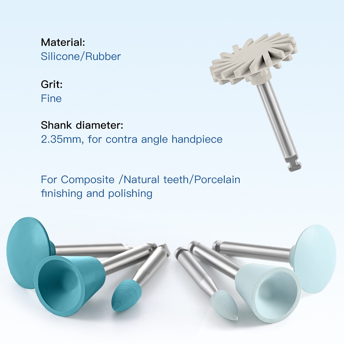AZDENT 14Pcs Dental Composite Polishing Silicone Rubber Discs Burs Kit 2.35MM