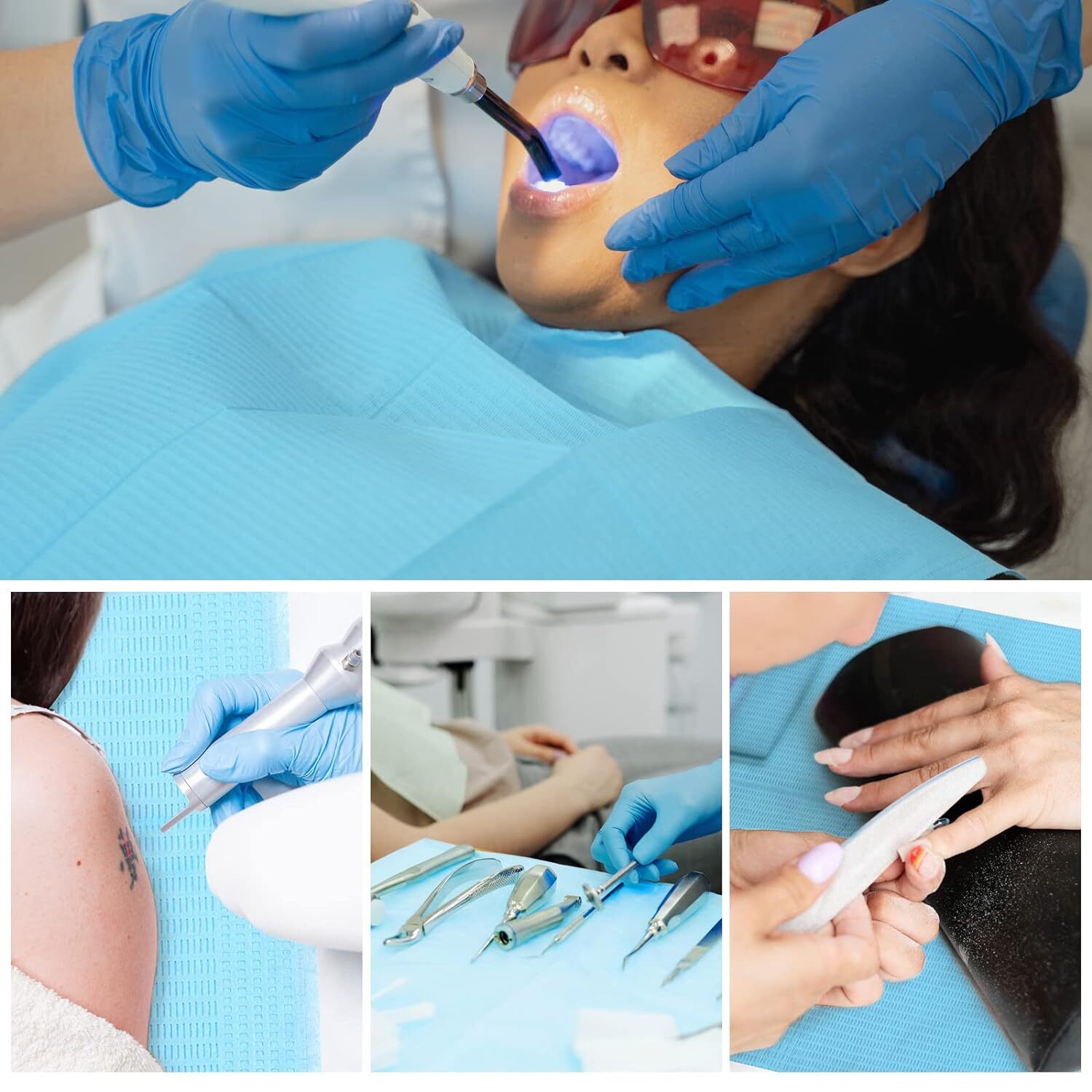 JMU Dental Patient Bibs 2+1 Ply Medical Tattoo Towels Disposable 13″x18″ Bib