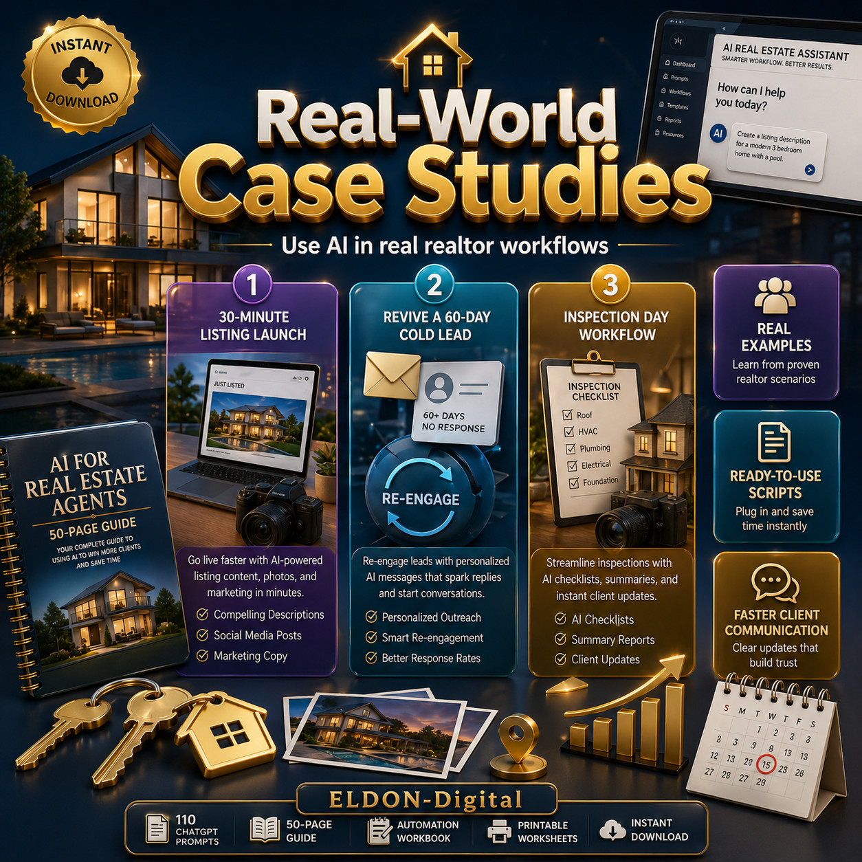 AI For Real Estate Agents | 110 ChatGPT Prompts + 50 Page Guide + Automation