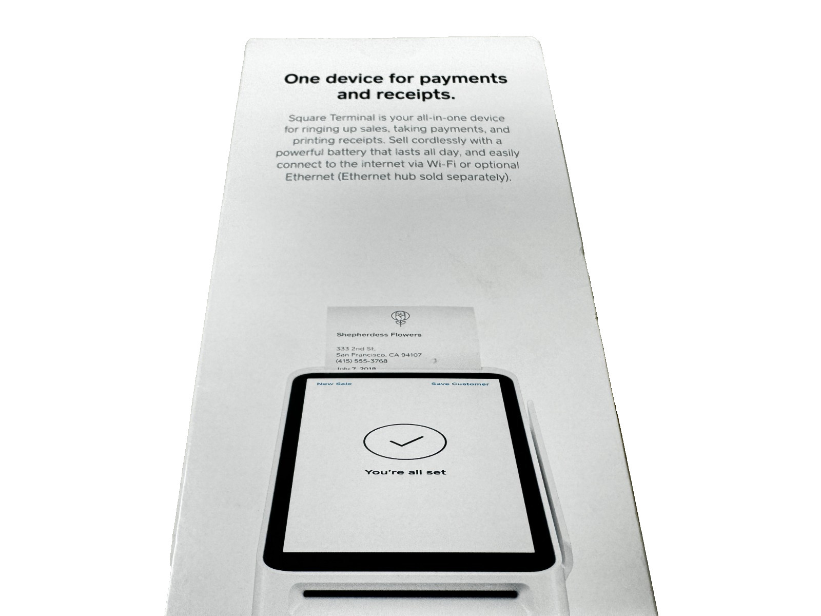 New Square Terminal Credit Card Machine Mobile POS Payment Processing White
