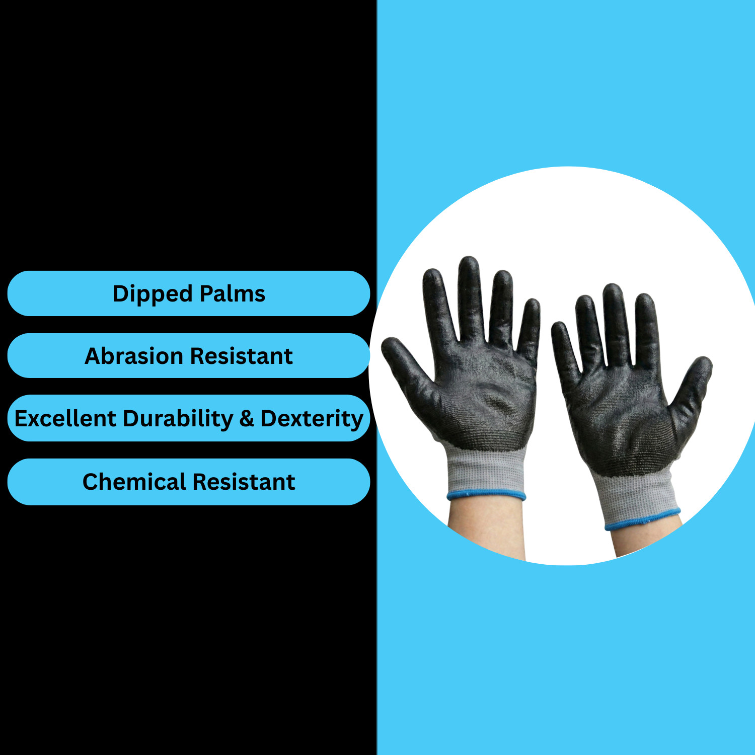 24 Pairs, Grey Dipped Gloves Nitrile, Nylon Industrial Work Gloves, Large