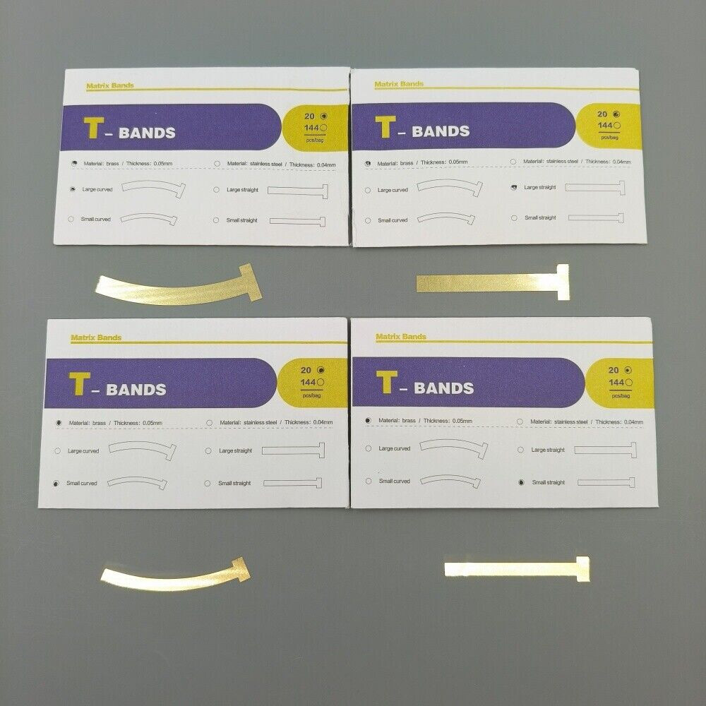 20 Pcs/Pack Dental Matrix T Bands Brass Straight Operatory Restoration 0.05mm