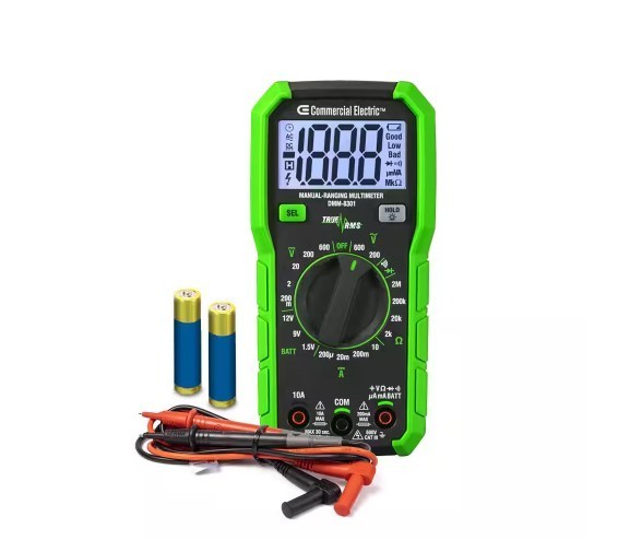 Commercial Electric 600V True RMS Auto Ranging Digital Multimeter W/ Temp