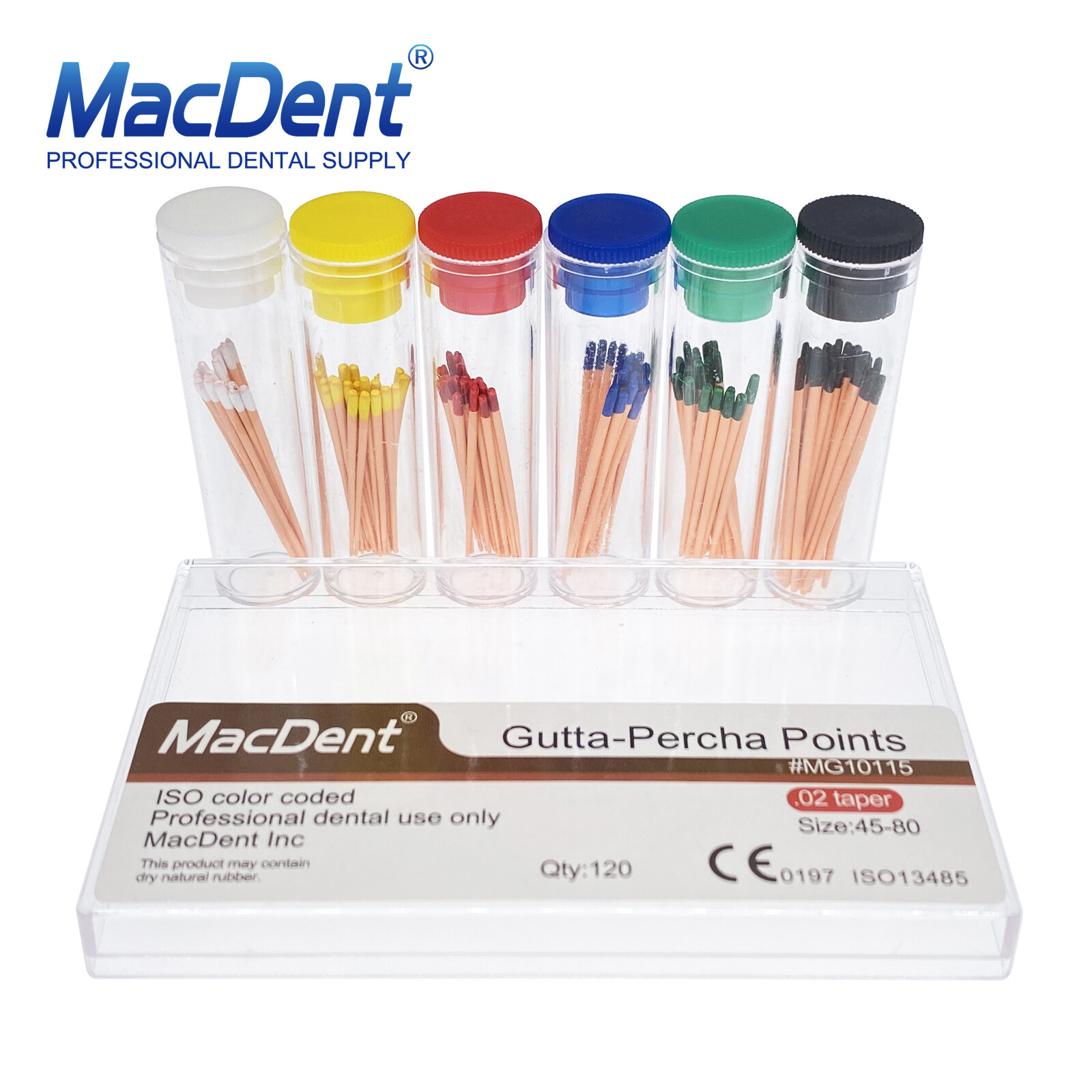 60/120pcs Dental Gutta Percha Points Full Taper 0.02/0.04/0.06 Size 15-40 45-80