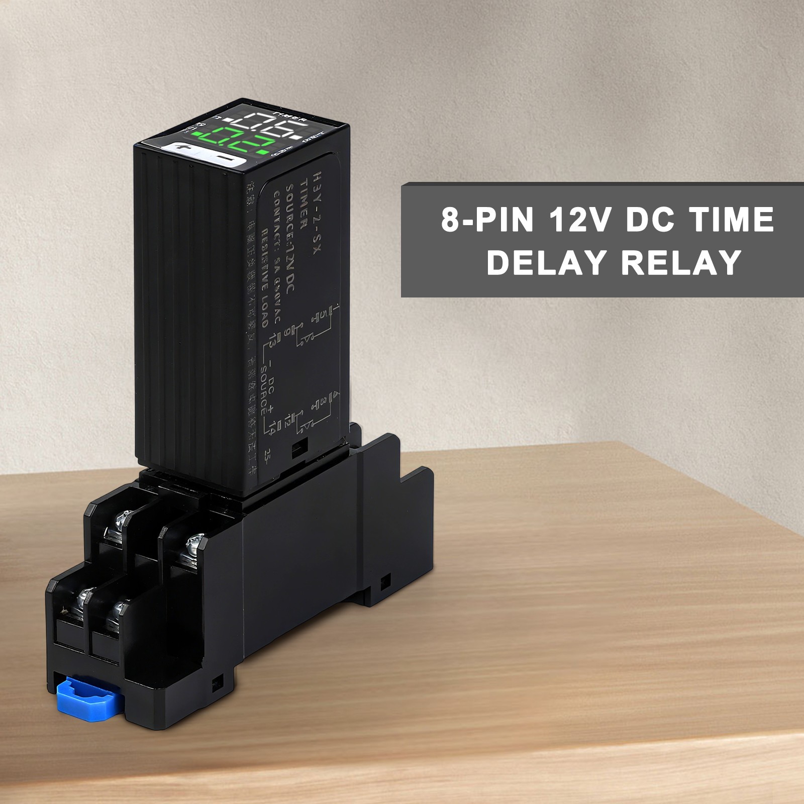 LCD Digital Timer Relay 12 VDC Dual Time Control With Plug-in Terminal Socket