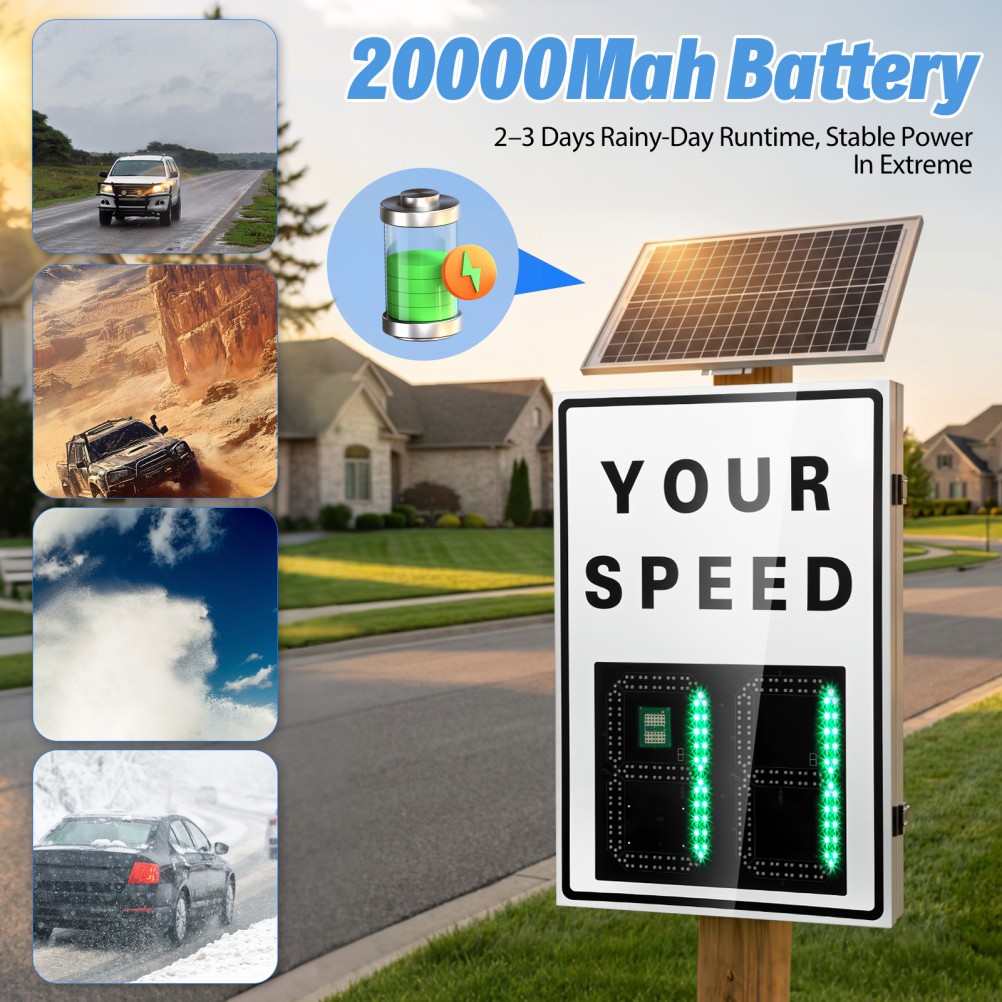 Solar Powered Radar Speed Sign 90*60cm Wireless Speed Display Waterproof IP65