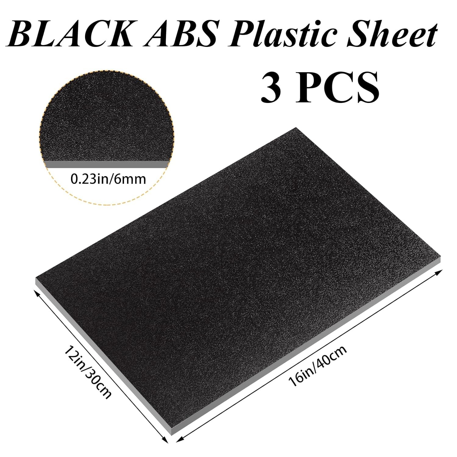 3 PCS 1/4 ABS Plastic Sheet 1/4 Inch Thick 12″ x 16″ Black Plastic Sheet PVC …
