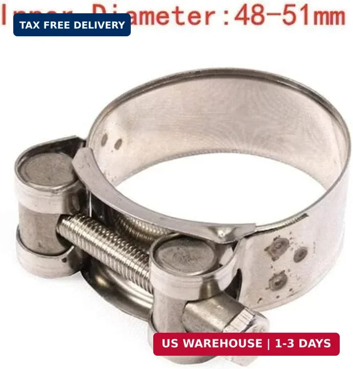 2Pcs Exhaust Clamp Stainless Steel Exhaust Band Clamp Replacement for Motorcycle