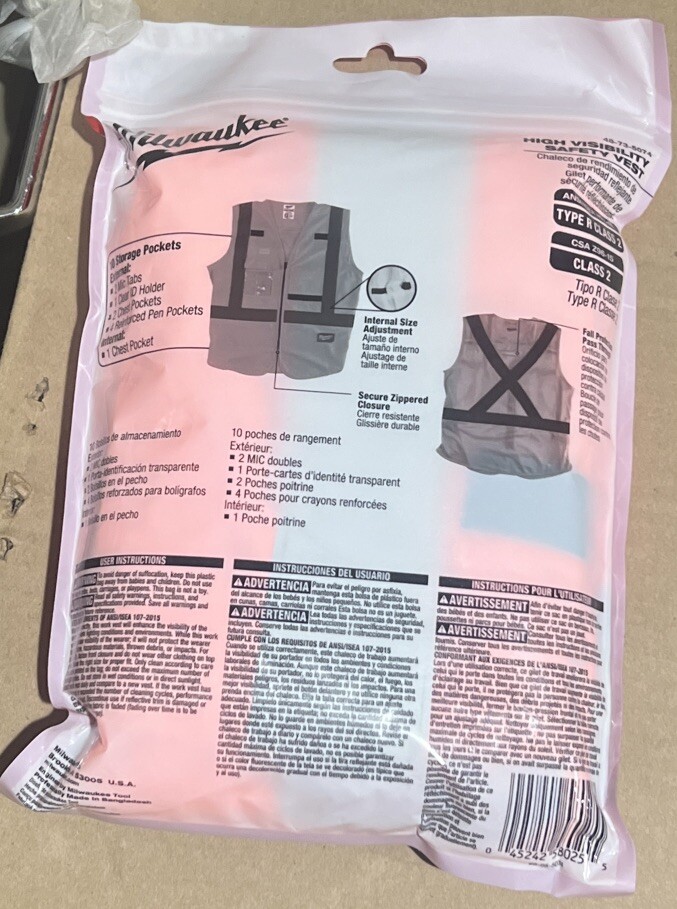 Milwaukee Tool 48-73-5074 Class 2 High Visibility Orange Safety Vest – 4XL/5XL