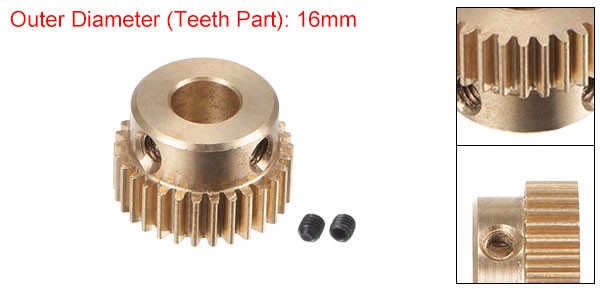 0.5 Mod 30T 6mm Bore 16mm Outer Dia Brass Motor Rack Pinion Gear with Screws