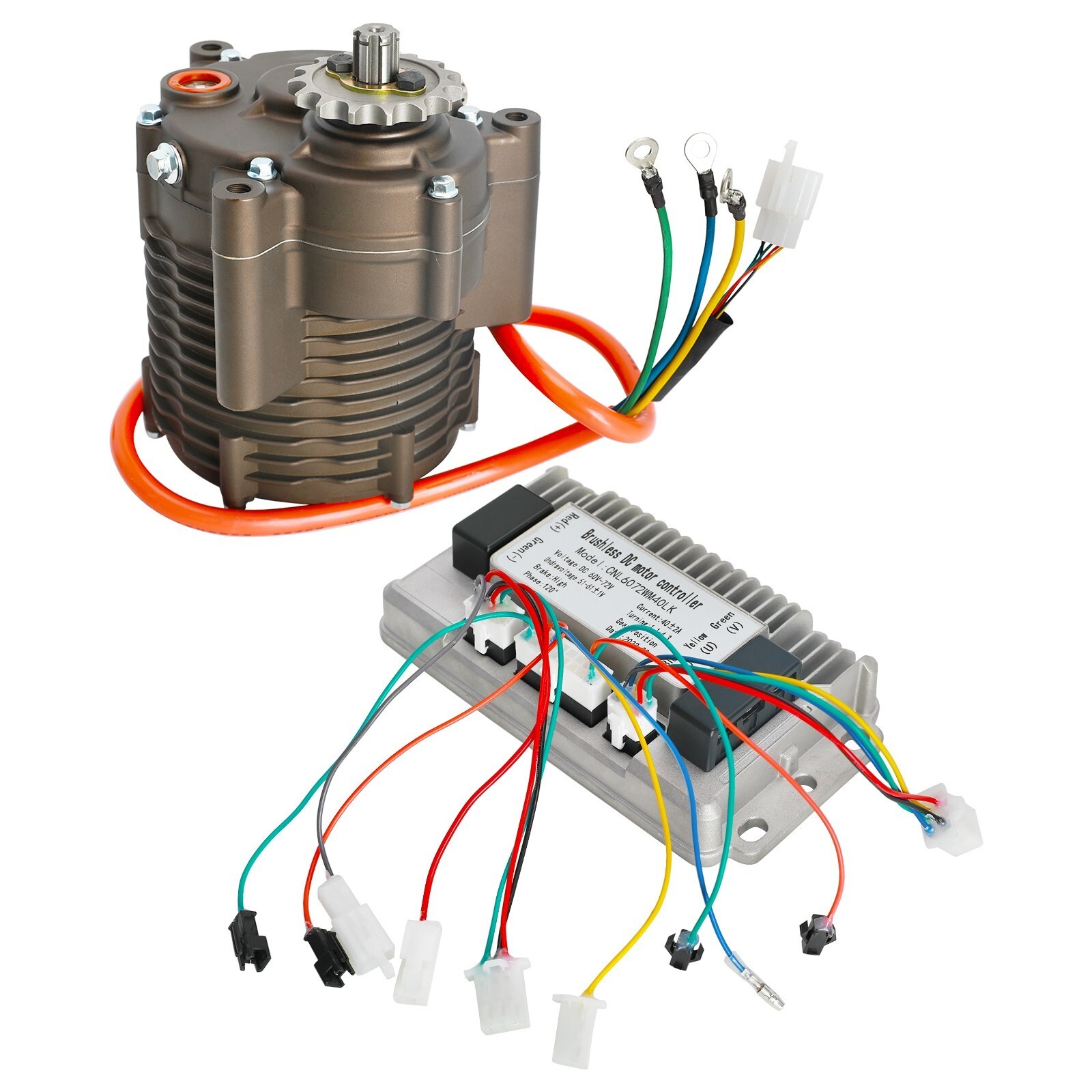 72V 1000W Brushless Motor Grip Full Kit Battery Wire for 2 Wheeler Bicycle Razor