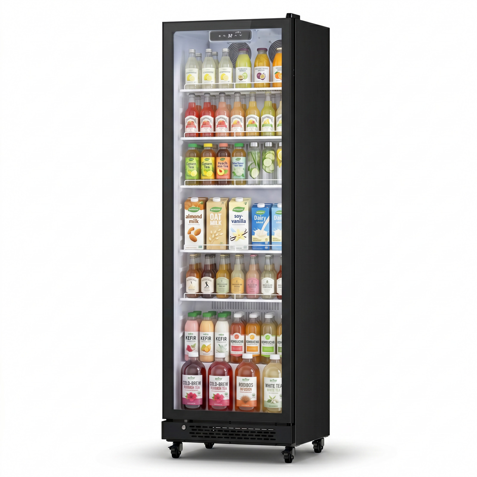 Yeego Drink Display Cooler Commercial Glass Door Merchandiser Store Fridge Black