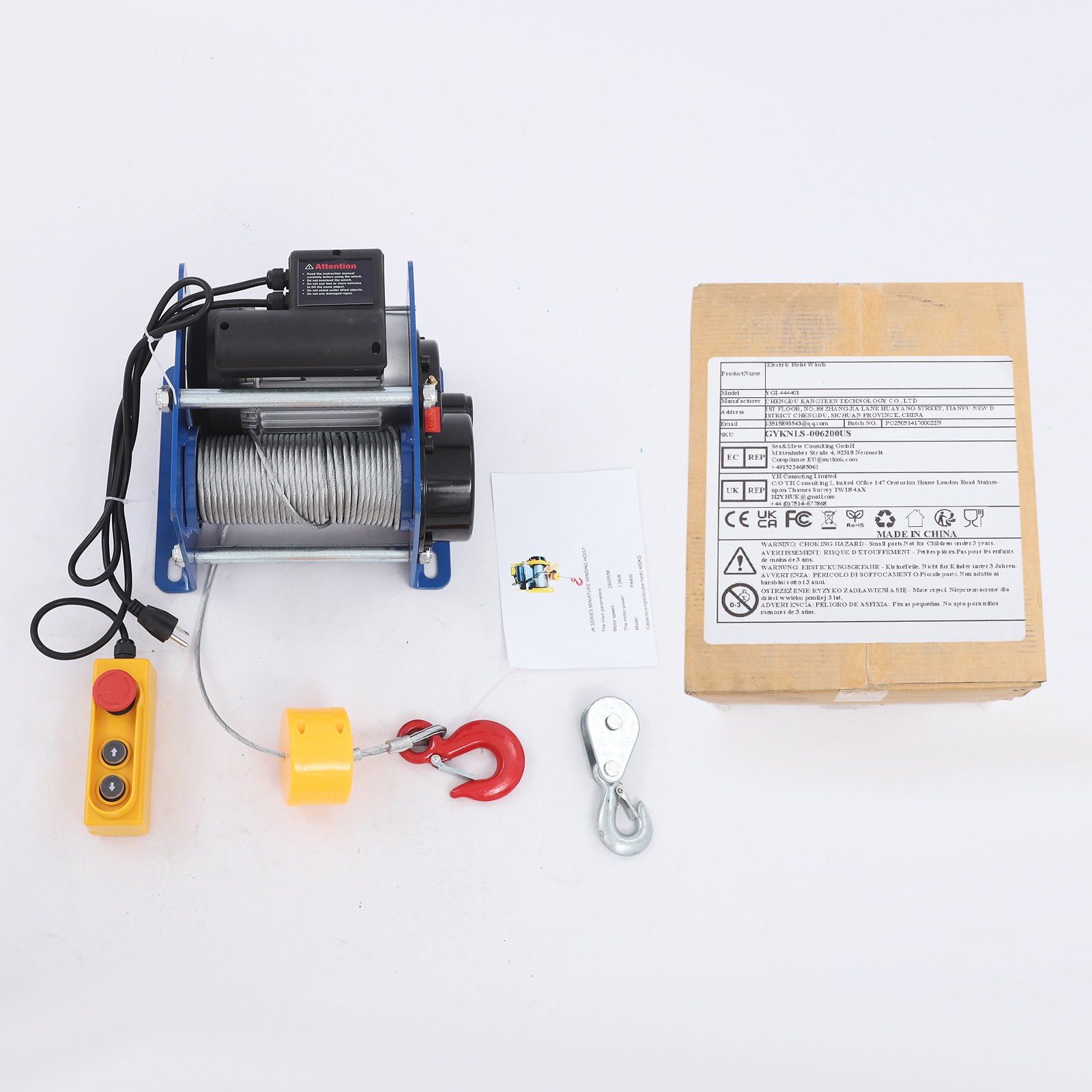 Electric Hoist With Wired Control Electric Hoist With Long Steel Wire Rope