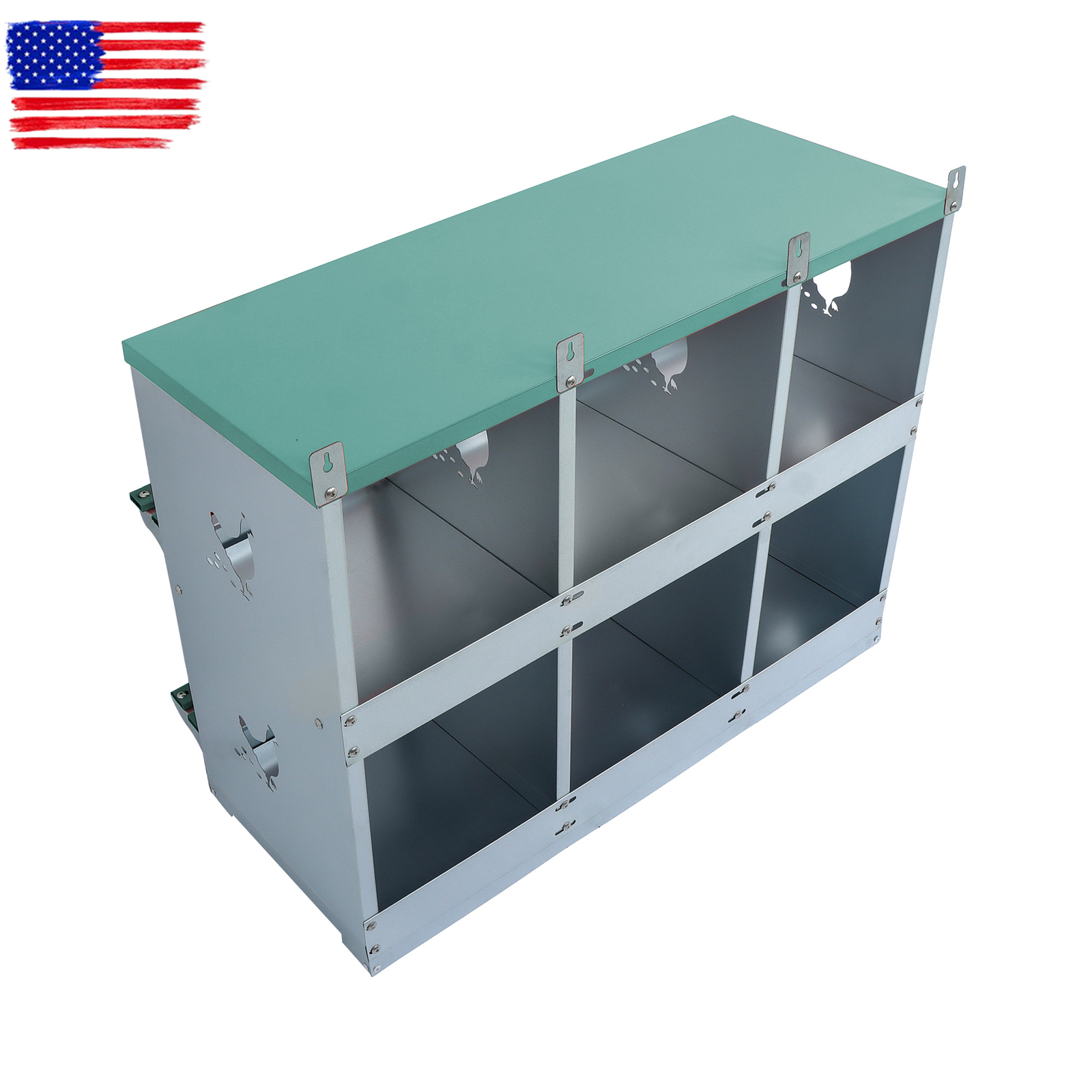 Chicken Nesting Boxes 6 Compartment Metal Poultry Nest Box Wall Mount For Hens
