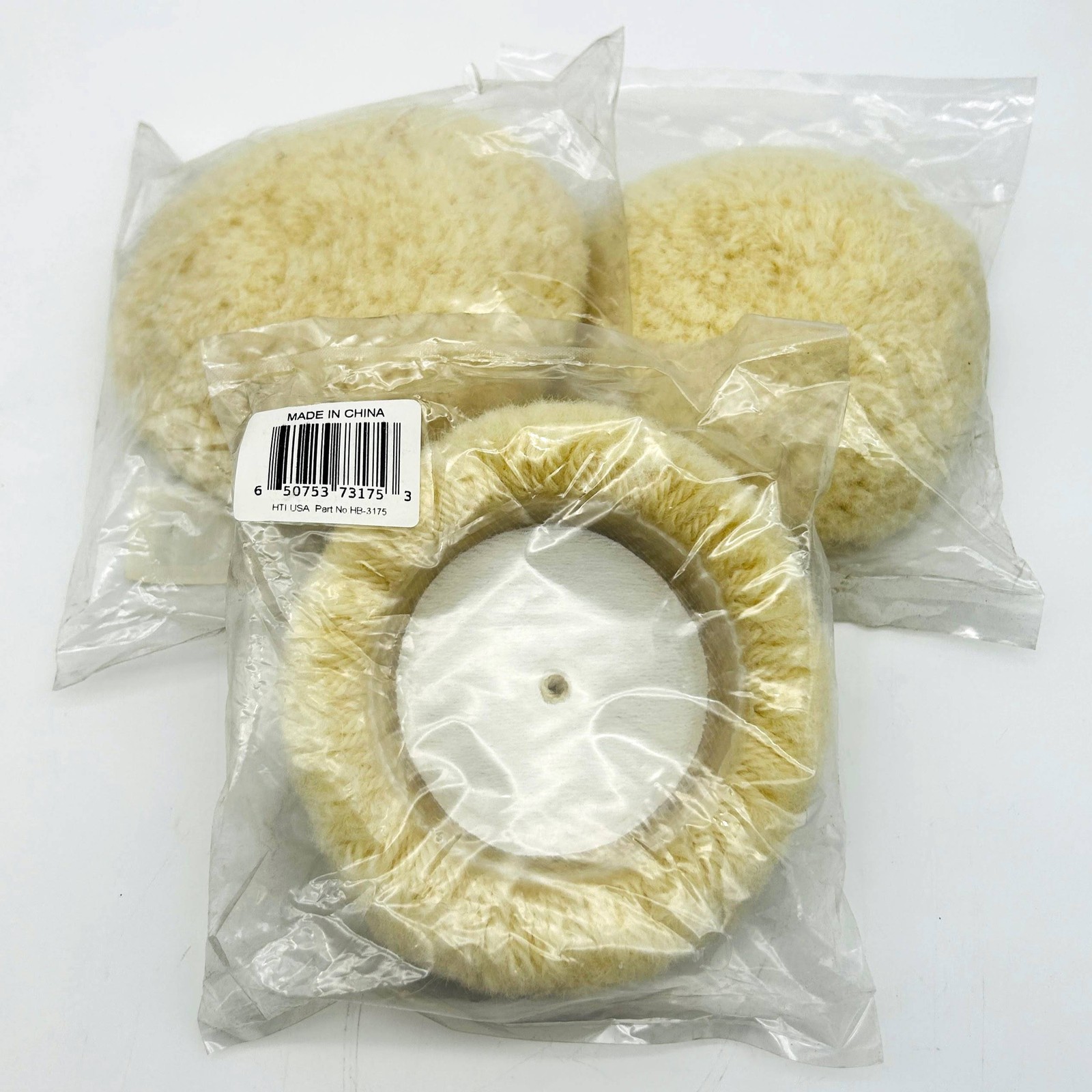 Hi-Tech Industries HB-3175 Mini Buffing Cutting Pad Wool 3.5in Hook and Loop 3pk