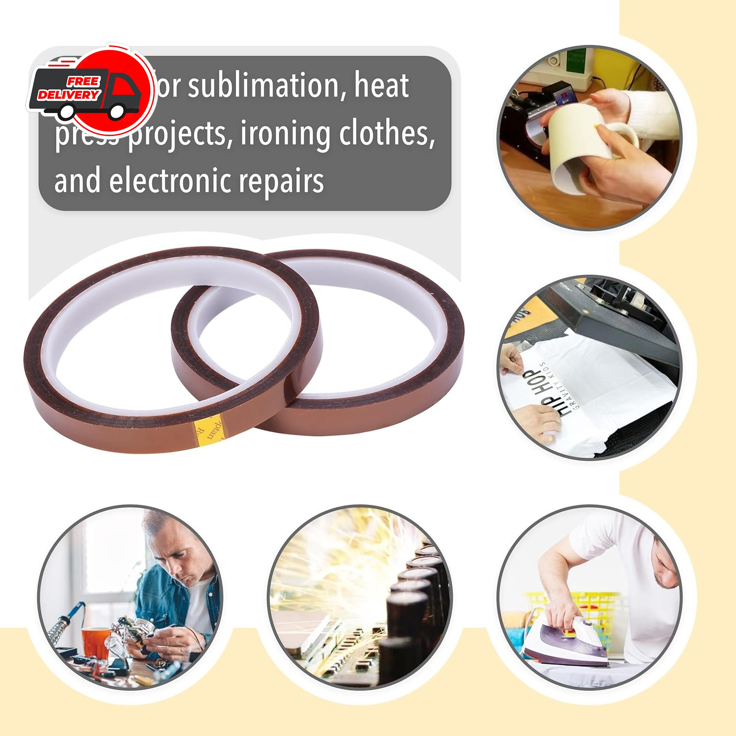 Heat Resistant Tape, Capton Tape For Masking, Soldering, Protecting Circuit Boar