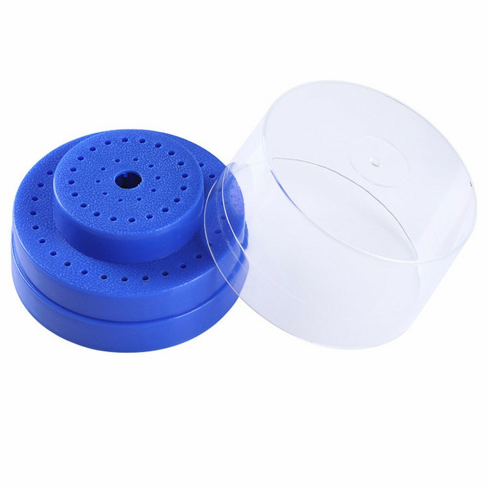 Round Dental Bur Block Holder Station with Lid – Plastic Holds 60 Burs HP RA FG