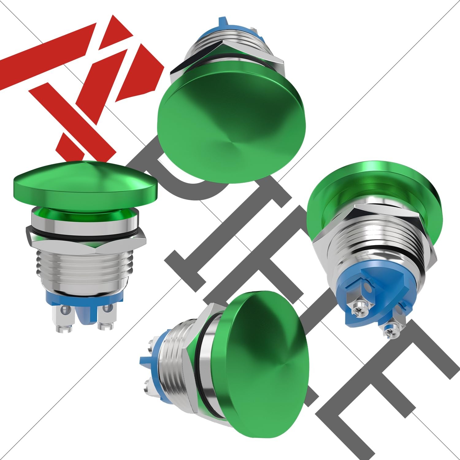 APIELE 19MM Mushroom Head Push Button Switch Momentary 19mm, Green