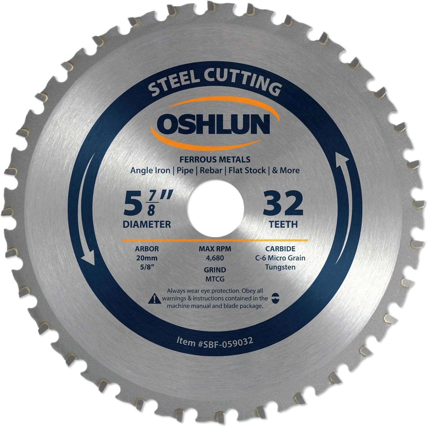 Oshlun SBF-059032 5-7/8-Inch 32 Tooth MTCG Saw Blade with 20mm Arbor (5/8-Inch