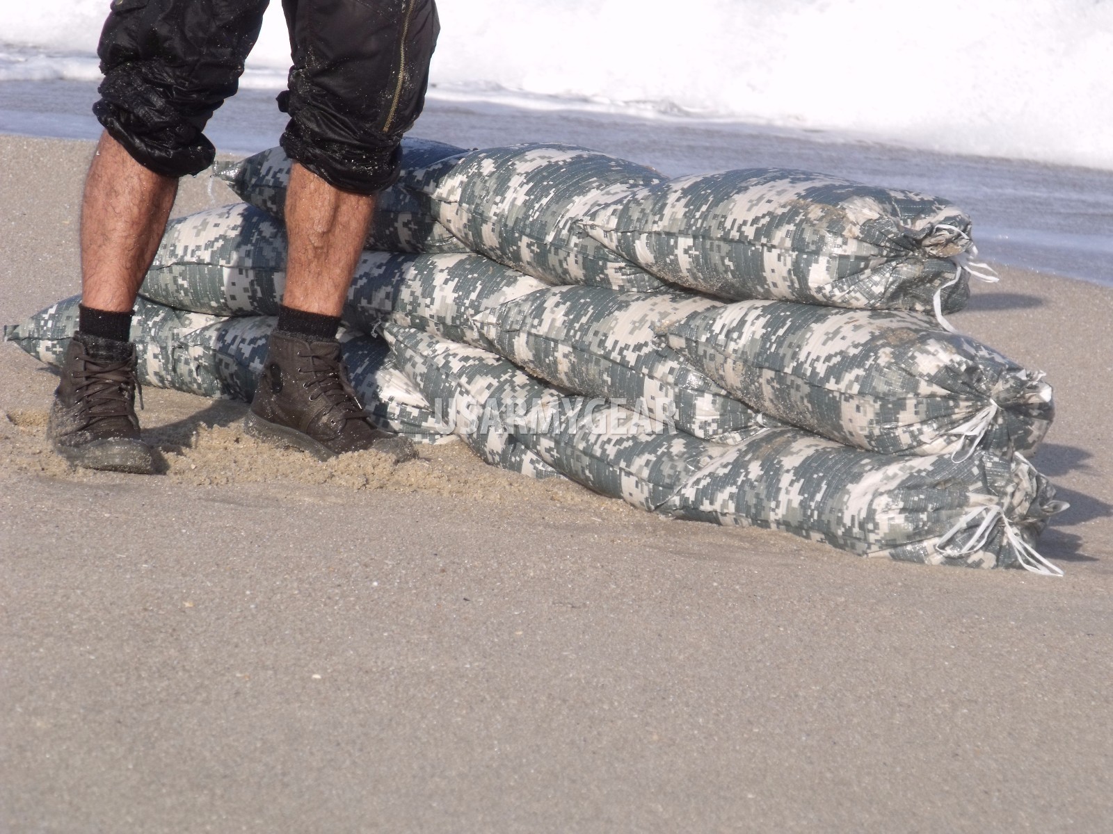 Sandbags Sand Bags Flood Erosion Barrier Hurricane Prep Army Military ACU Camo