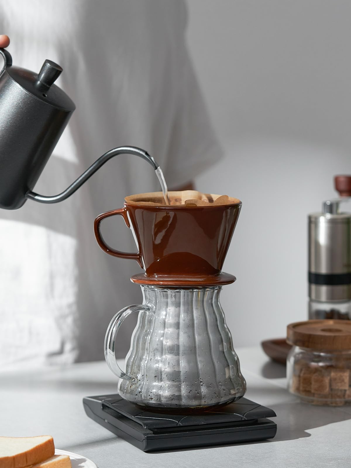 DOWAN Pour Over Coffee Dripper, Non Electric Normal, Brown
