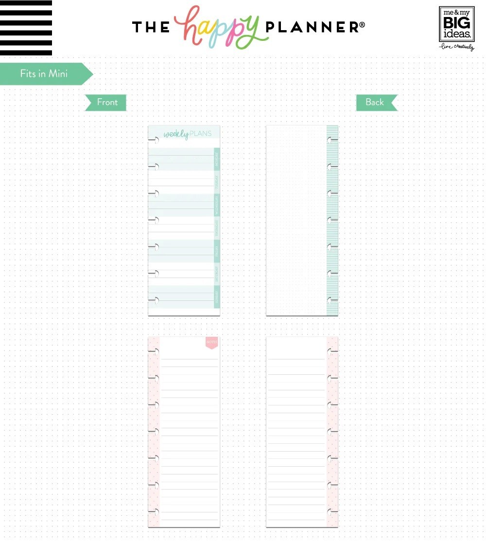 The Happy Planner Mini Weekly Plans Half 60 Sheets, 3″ x 7″