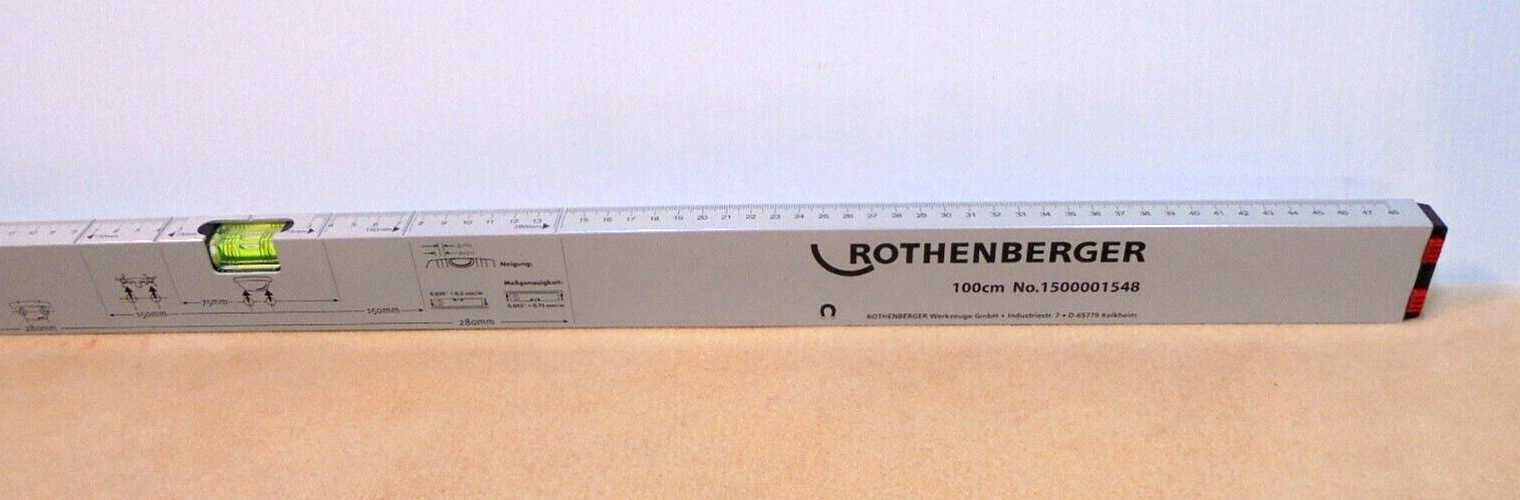 New Rothenberger 100cm Spirit Level #1500001548 with Magnets – Ships Free