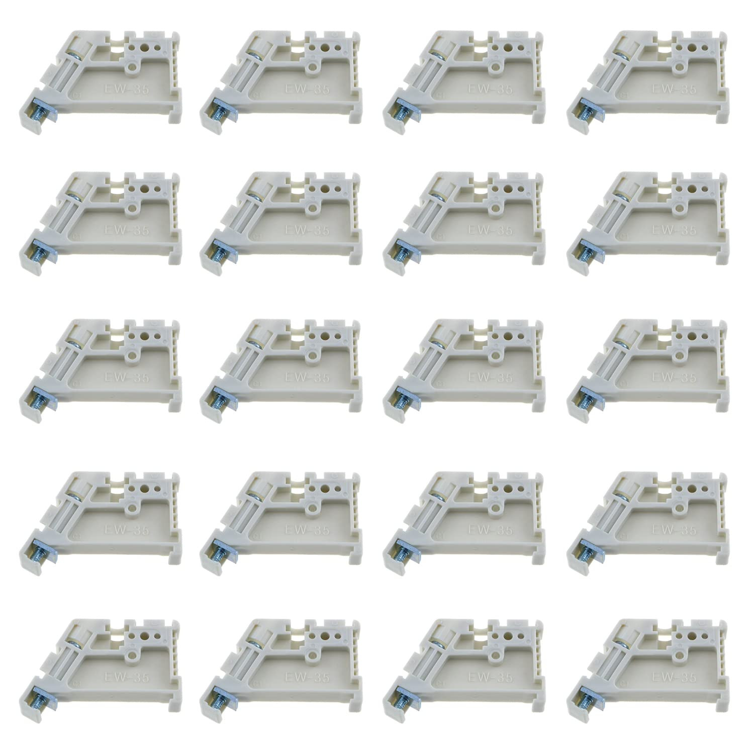 20PCS DIN Rail End Clamps EW35 White 35mm Terminal Block Stoppers End Stops