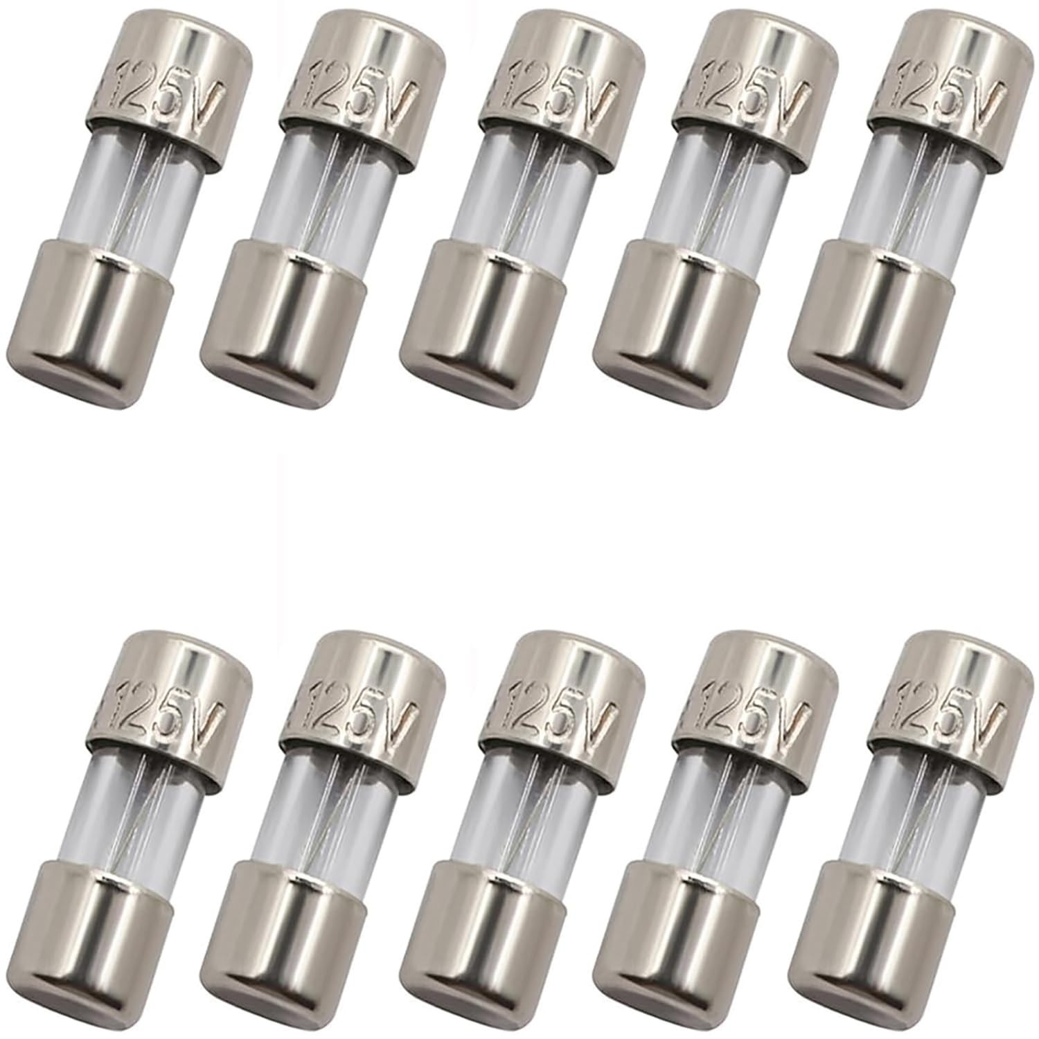 10 Pack F5AL Fast-Blow Mini Fuse 5A Max 5 amp 125V Glass Fuses 0.14 x 0.39 inch