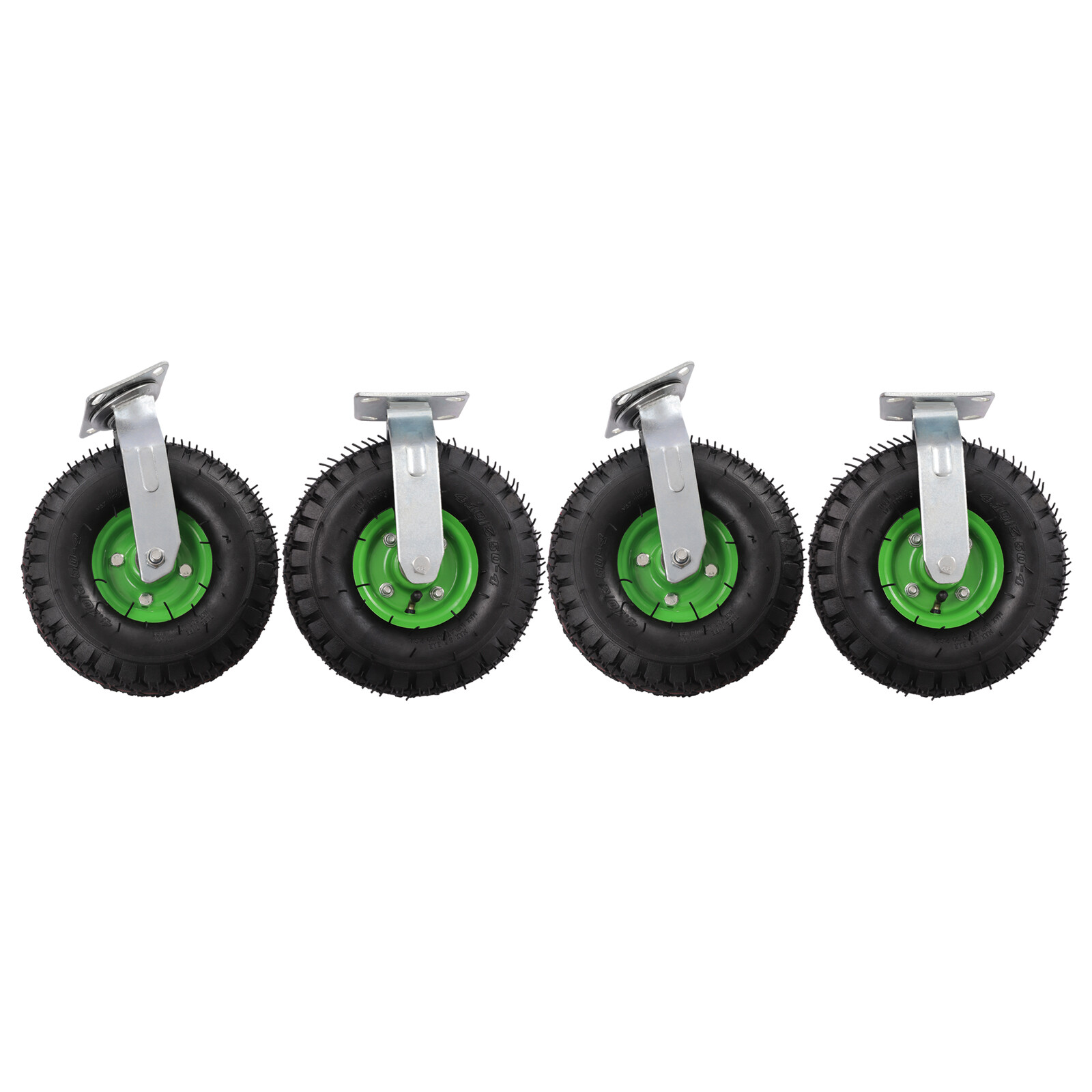 4Pcs 10″ Pneumatic Air Tire Wheel 2 Rigid + 2 Swivel Cart Caster Black Durable