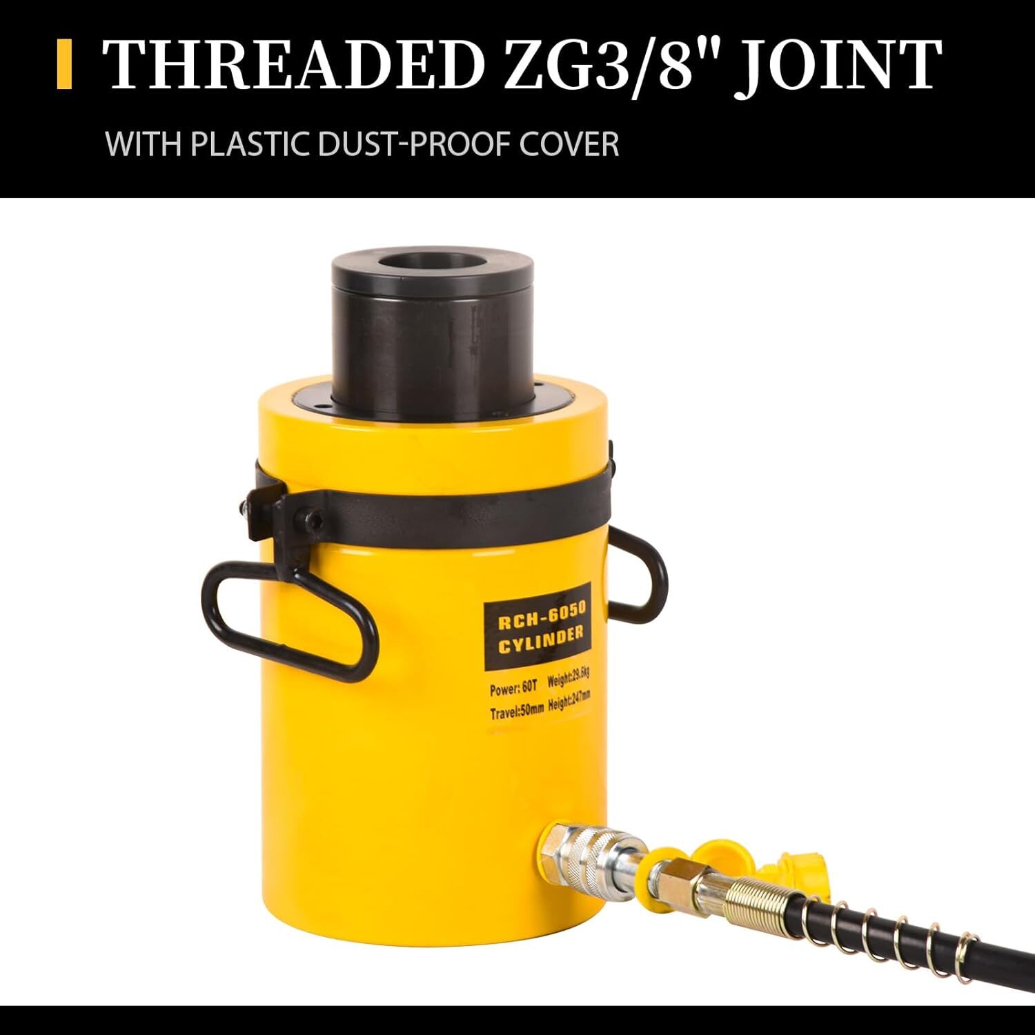 60Ton Single Acting Hydraulic Cylinder 2″ Stroke Hollow Jack Ram RCH-6050
