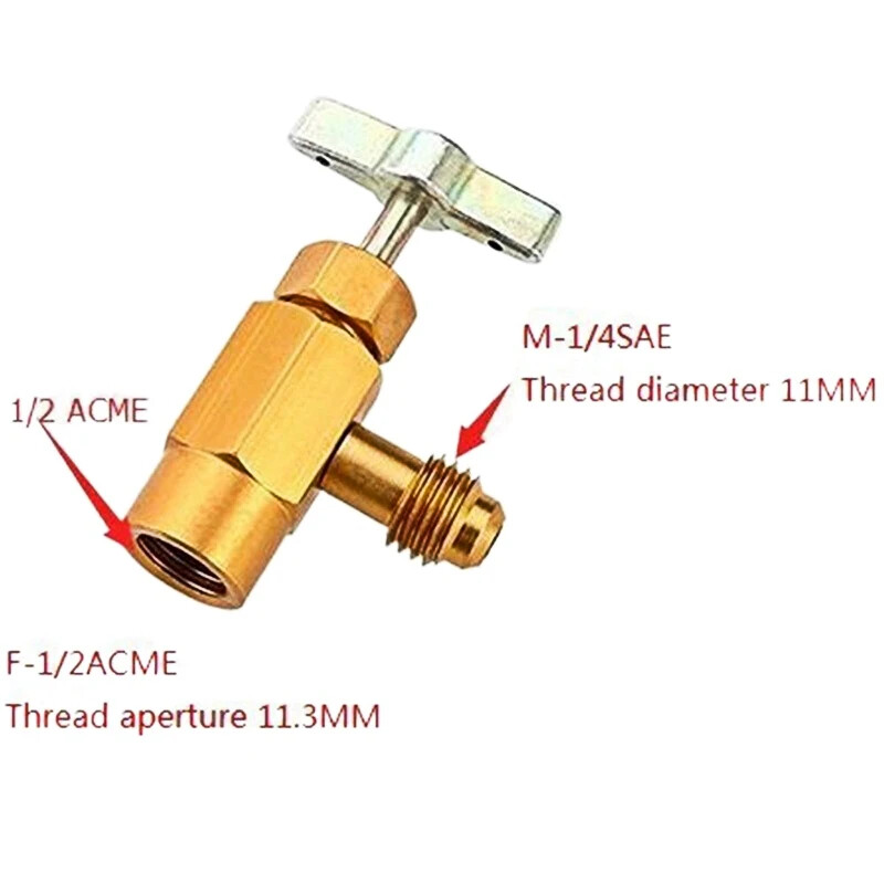 1/4 Thread Adapter R-134a Refrigerant Can Dispensing Bottle Tap Opener Valve