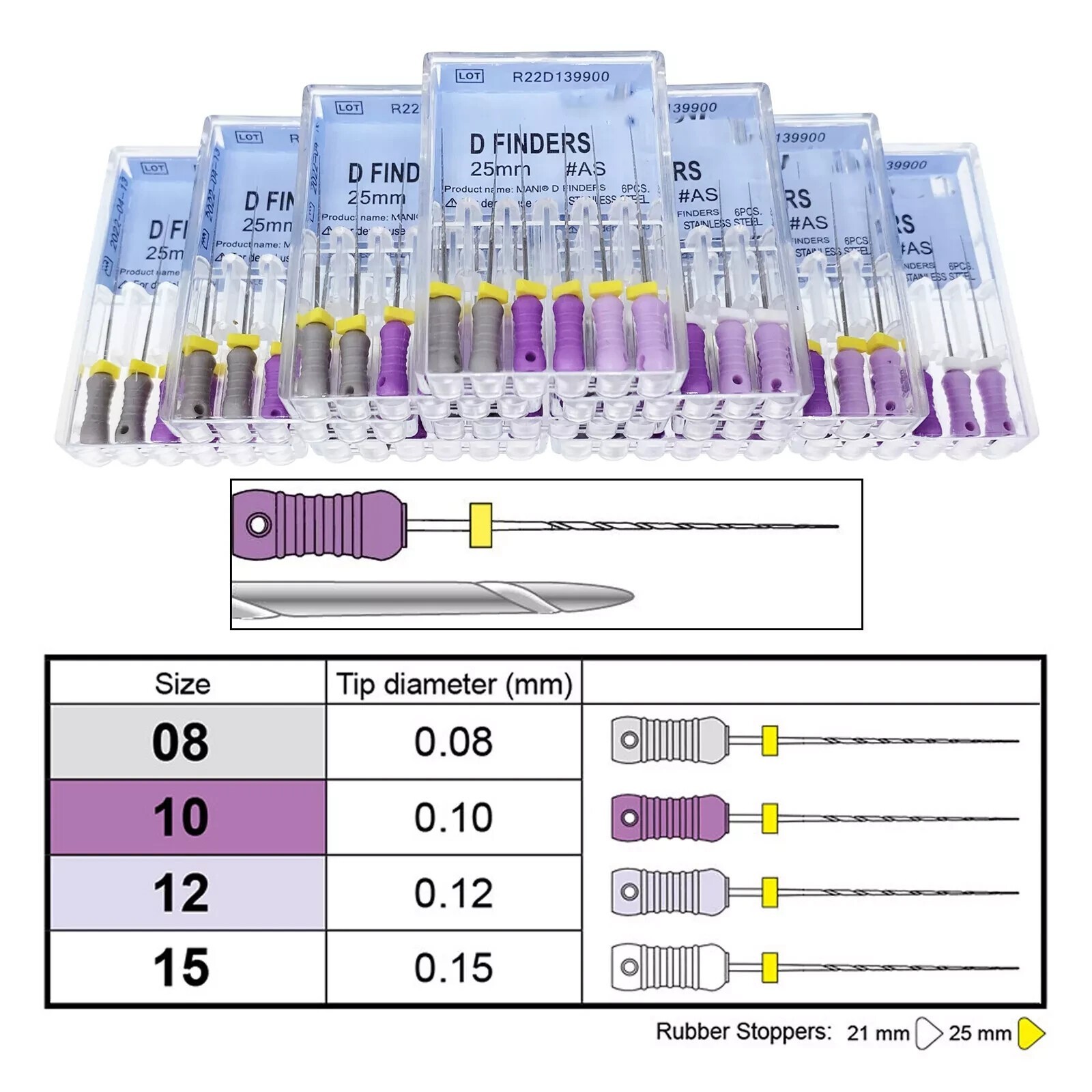 6Pcs/Pack Dental D Finders Endodontic Files 21/25mm For Calcified/Curved Canals