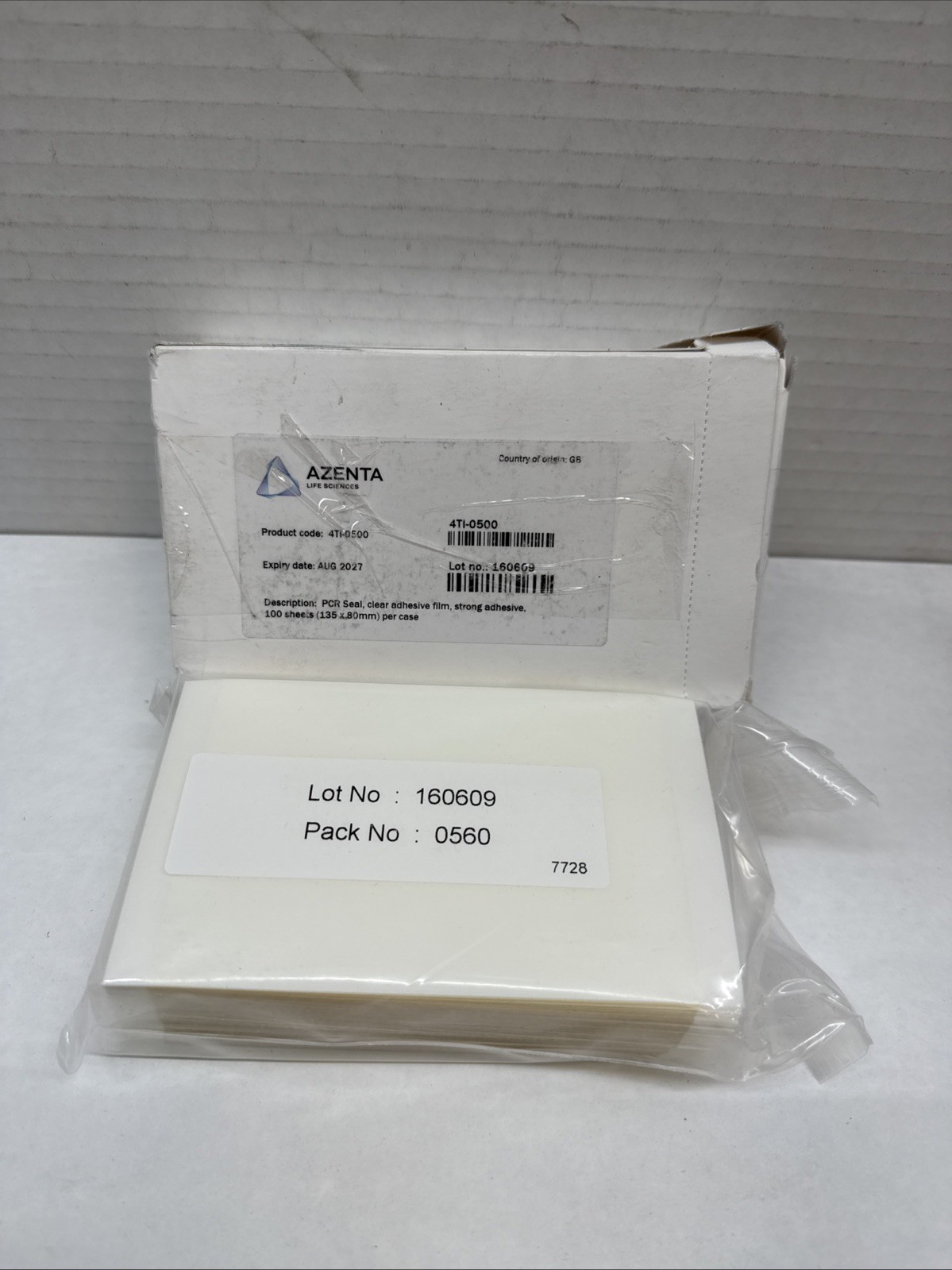 Azenta PCR Seal 4ti-0500 Clear Adhesive Film 100 Sheets (135X80mm) EXP: 08/2027