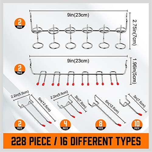 Pegboard Hooks Assortment Kit 238 PCS Heavy Duty Pegboard Accessories