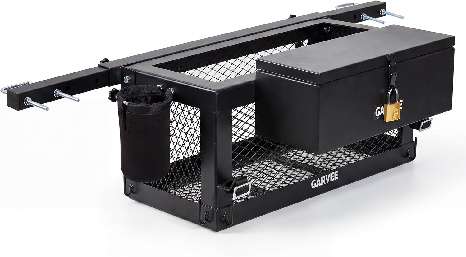 Rear-Mount Lockable Tractor Tool Box Basket, Heavy-Duty Metal Storage Container