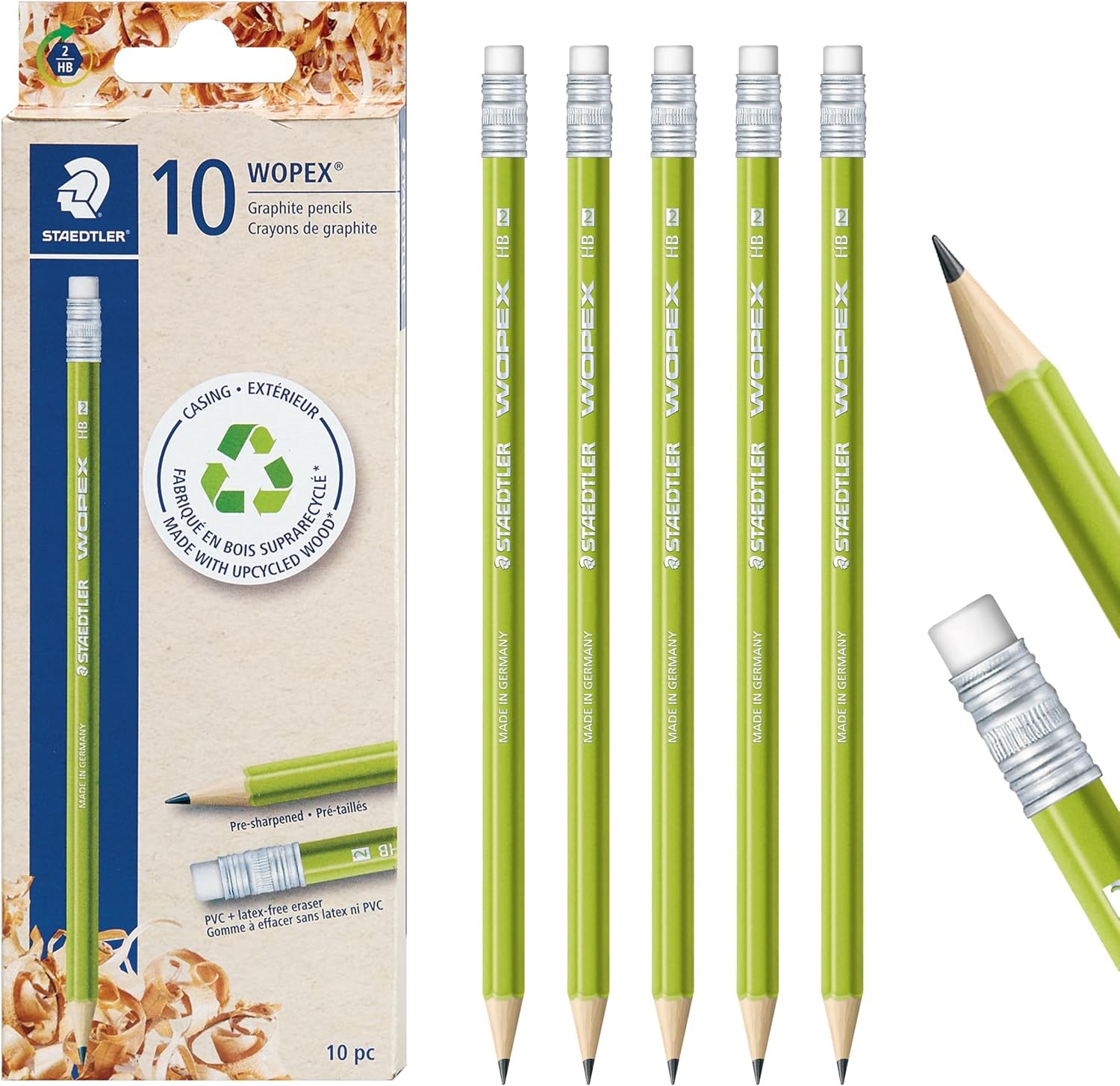 STAEDTLER WOPEX Pre-Sharpened #2 Pencils, Pack of 10 – Ergonomic Triangular Shap